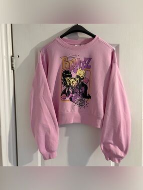 Bratz Pink Graphic Cropped Sweatshirt Size Small